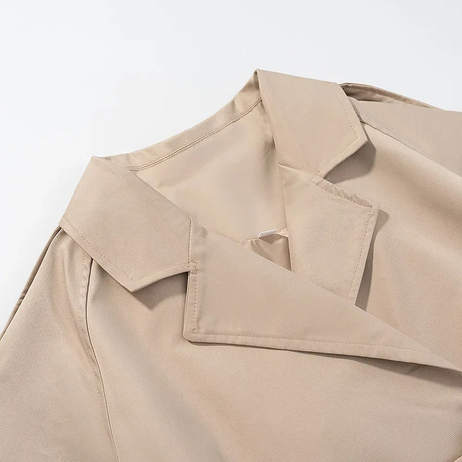 HH Women's Autumn New Fashion Vintage Lapel Joker Short Windbreaker Jacket Female Loose Button Belt High Street Casual Coat