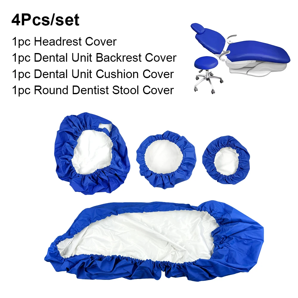 4Pcs/Set Dental Chair Seat Cover PU Leather Unit Elastic Waterproof Protective Protector Case Dentistry Lab Seat Cover Equipment