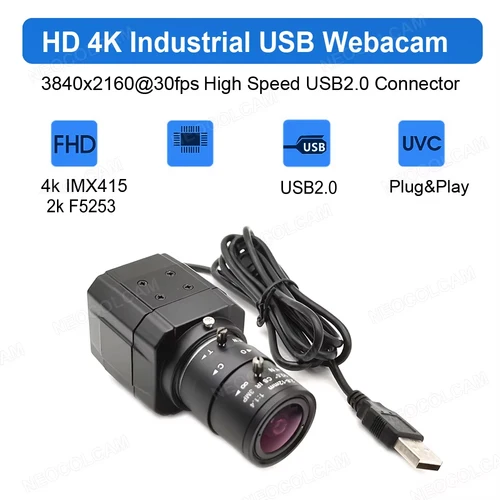 Imagen 2 del producto HD CS 5-50mm lente Varifocal Industrial 30fps 4K 8MP CCD IMX415 USB Webcam 2K 4MP F5253 PC Video cámara Usb UVC OTG enseñanza en vivo