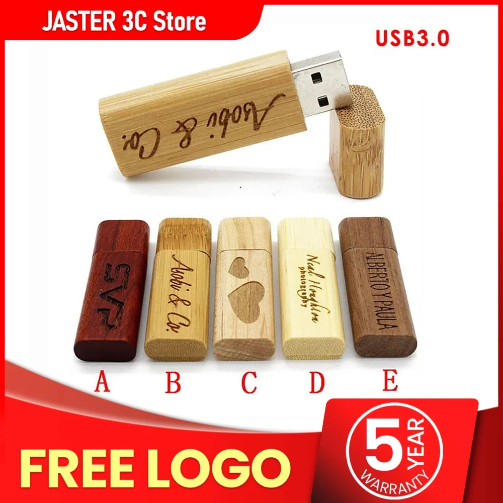 JASTER USB 3.0 Высокоскоростной деревянный бамбуковый флэш-накопитель Деревянный флэш-накопитель 4 ГБ 8 ГБ 16 ГБ 32 ГБ 64 ГБ Creativo 1 шт. Бесплатный логотип