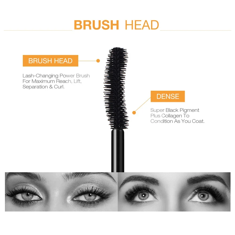 3D Mascara Lengthening Black Lash Eyelash Extension Eye Lashes Brush Beauty Makeup Long-wearing Gold Color Mascara