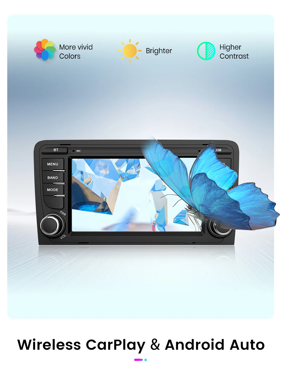 Junsun 7" Kabelloses CarPlay für Apple Android Auto Autoradio für Audi A3 8P S3 RS3 2003-2012 GPS-Navigation SWC Bluetooth FM RDS DSP IPS Touchscreen Intelligente Fahrzeugsysteme KI-Sprachsteuerung 4G WiFi 8-Kern Plug&Play Haupteinheit – Detail 18