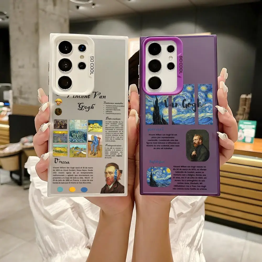 Leisure Van Gogh INS Phone Case For Samsung Galaxy S25 Edge S24 S23 S22 S21 S20 Ultra Funda Silicone Silver cover