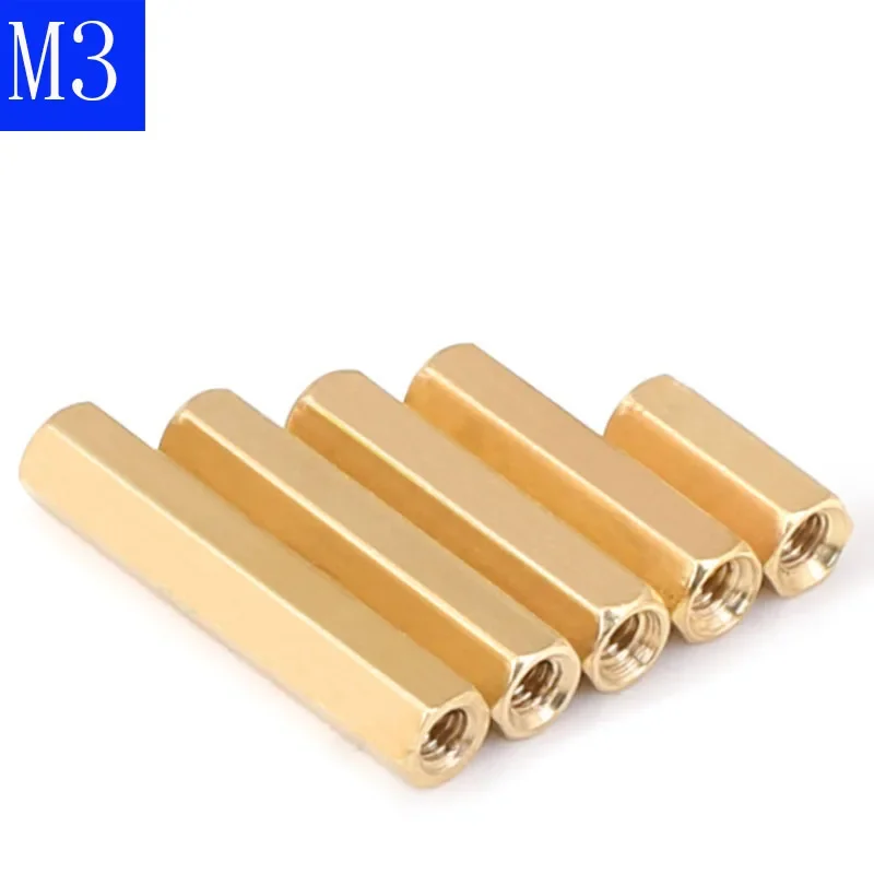 M3 3mm  Brass Threaded Hex Double Pass Spacer Copper Column Support Nut For PCB Board