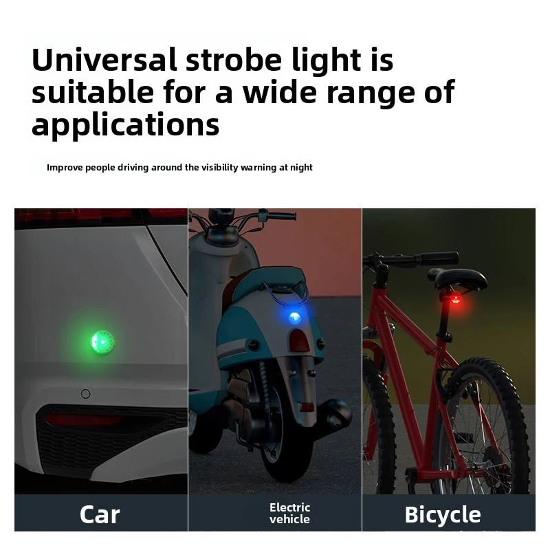 Solar-Powered Anti-Chase Rear Tail Light Waterproof Anti-Collision Warning Lights Wireless LED Strobe Lamp for Car Motorcycle