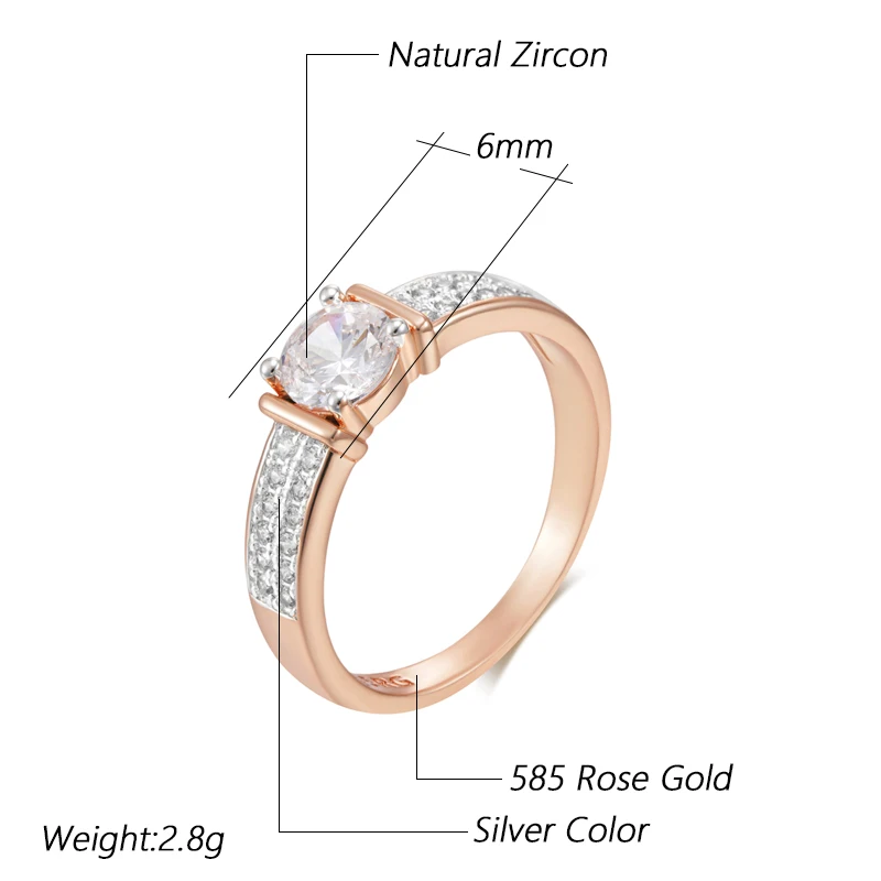 Kinel Luxury Full Shiny Natural Zircon Rings For Women Fashion 585 Rose Gold Color Bride Wedding Ring Daily Fine Jewelry
