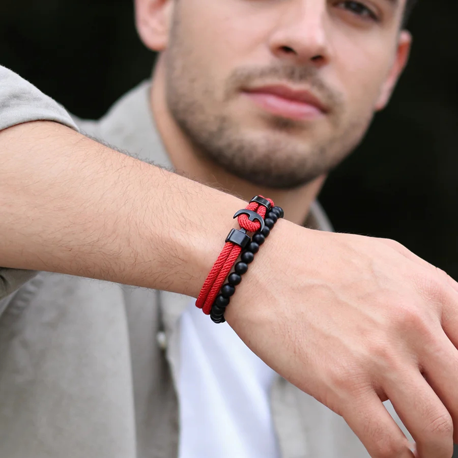 2026 Neues 2-teiliges Herren-Armband-Set, ausgewählt, hochwertiges 4-mm-Seil, kein Ausbleichen oder Verformung, 6 Farben erhältlich, Freizeit-Zubehör
