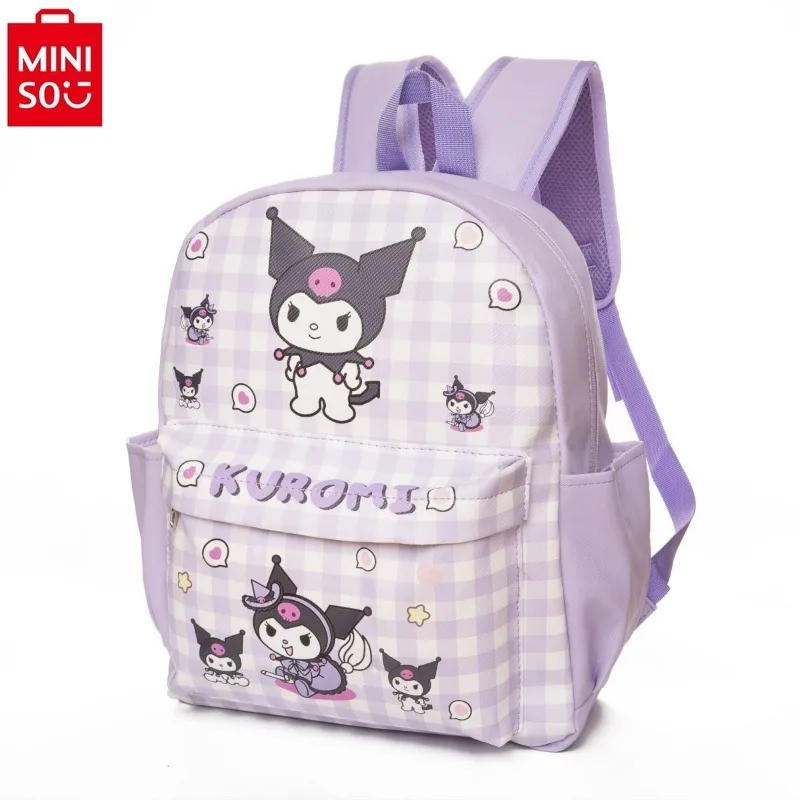 MINISO Sanrio Hello Kitty mochila para crianças, bonito Cartoon Kuromi, jardim de infância grande capacidade