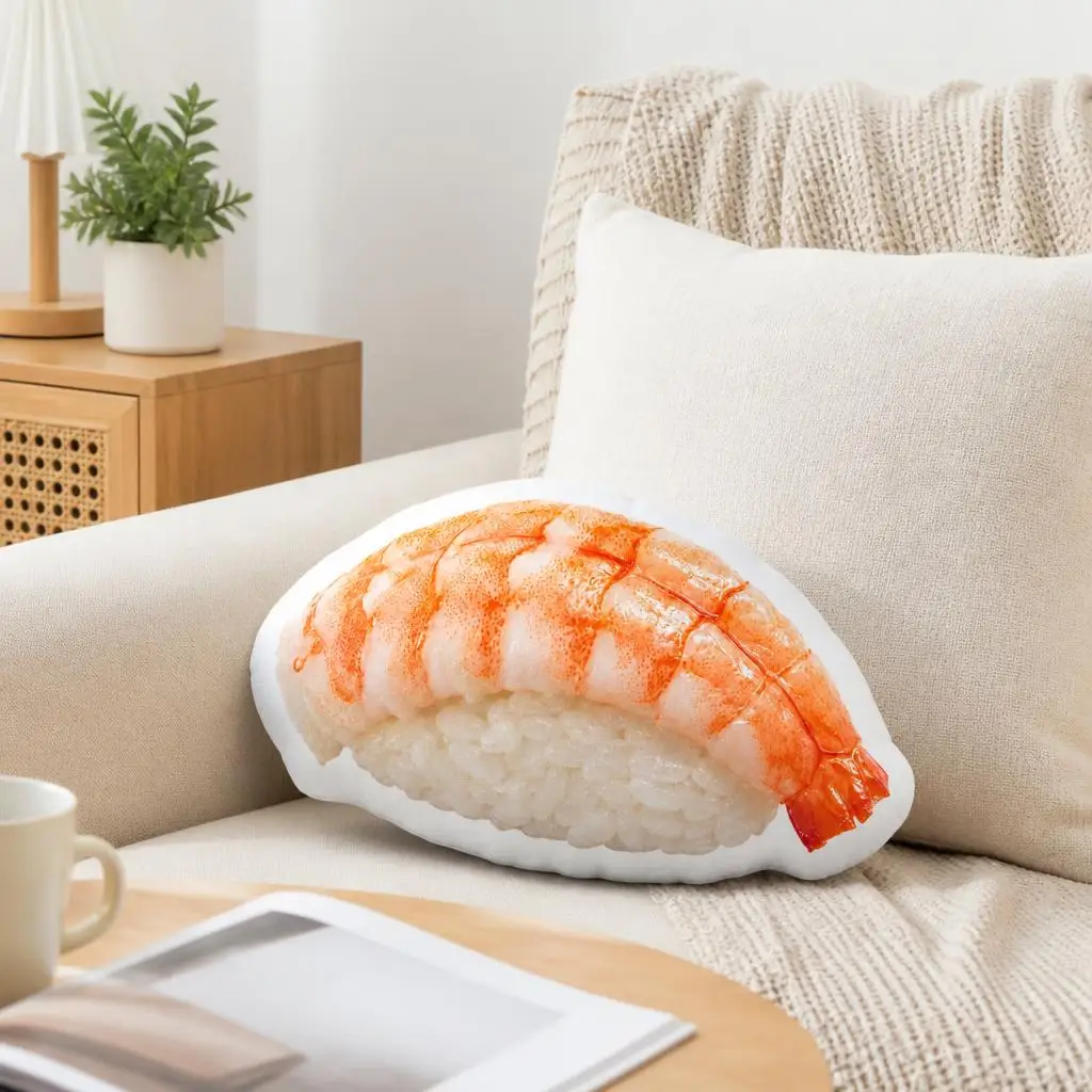 Shrimp Nigiri Sushi Plush Pillow Cushion Japanese Restaurant Chef Funny Stuffed Throw Pillow Home Decor Gift Sofa Bed