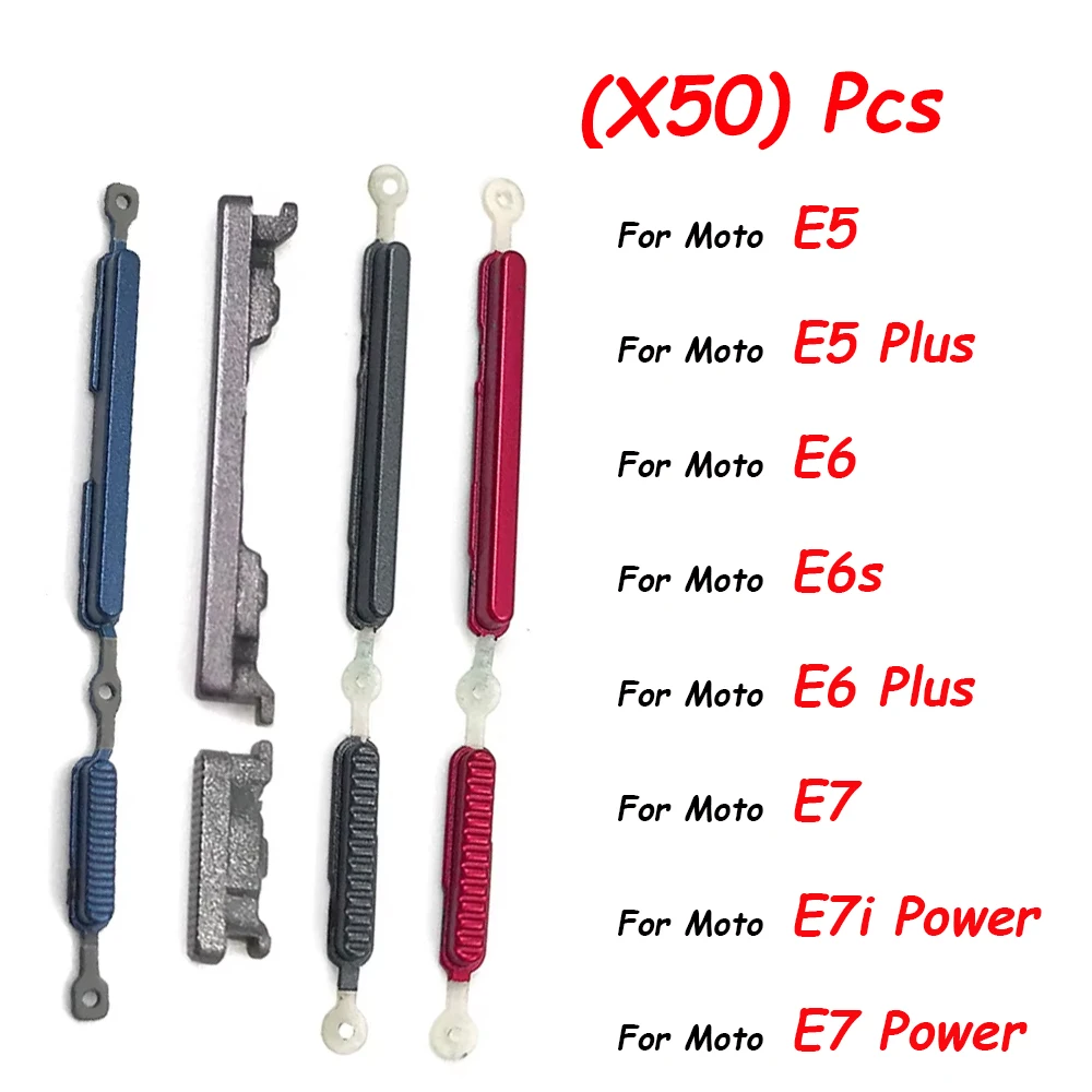 

50Pcs，Power Key + Volume Up Down Side Button For Moto E7I Power E6S E7 Power E6 Plus E6 Volume Power Switch Replacement