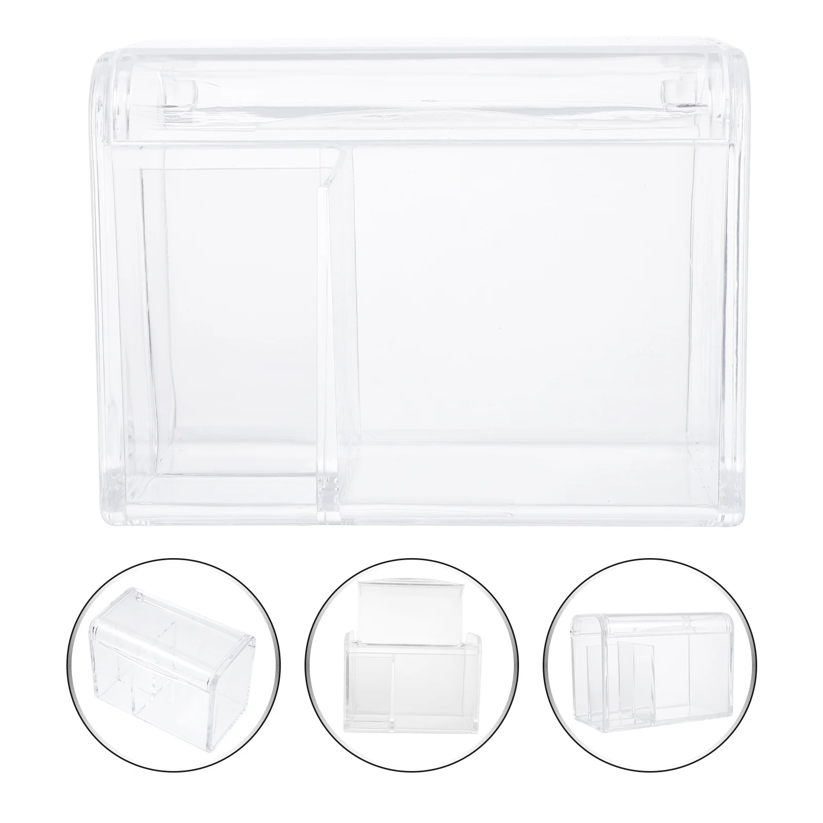 투명 메이크업 스펀지 홀더 2칸 수납함 (화장솜, 면봉, 치실, 액세서리 정리함, 데스크탑용)