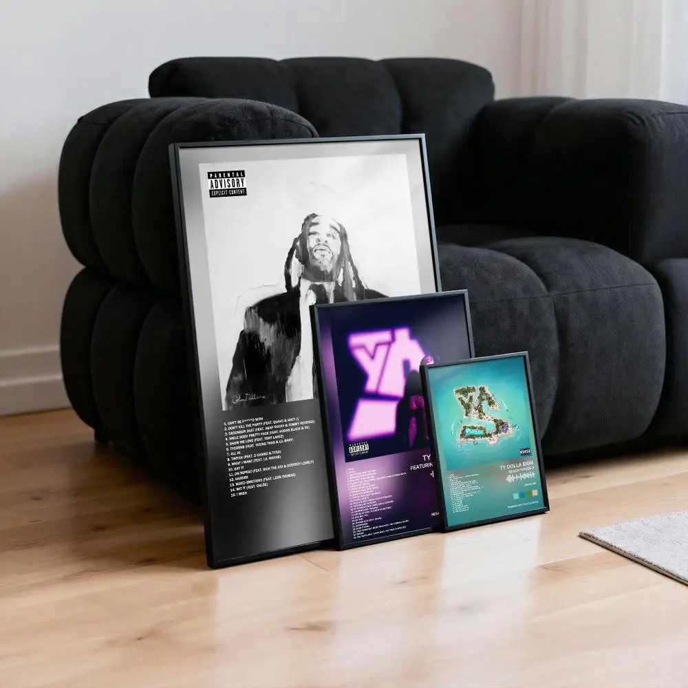 Ty Dolla Sign Poster Peelable Self-Adhesive Album Cover Poster Stickers, Frameless Wall Art for Singer Band Pop Rap Bedroom