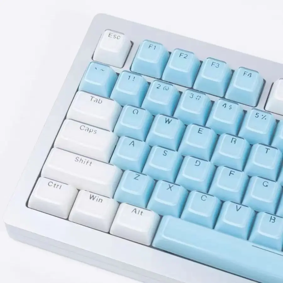 Geléia translúcida teclado mecânico Cap, Keycaps de cristal, MDA perfil, retroiluminado redondo, branco, rosa, layout, DIY, 136 chaves
