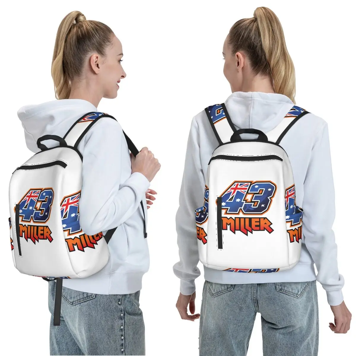 Jack Miller Number 43 2022 Backpack Daypack Large Capacity Boys Girls BookBag School Bag Shoulder Bags for Men Women