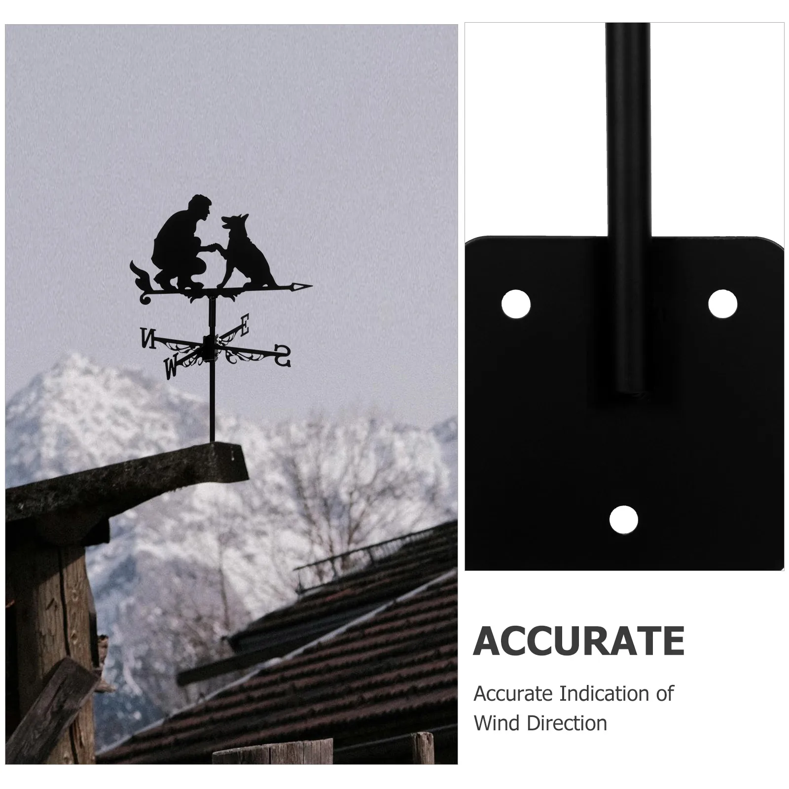 

Roof Weather Vane Metal Iron Garden Yard Lawn Ornament Direction Wind Sensor Garage Shed Decoration Stake Black