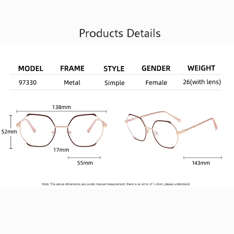 Customize Prescription Glasses Women Multi-Focal Progressive Photochromic Anti-Blue Light Myopia Hyperopia Eyeglasses