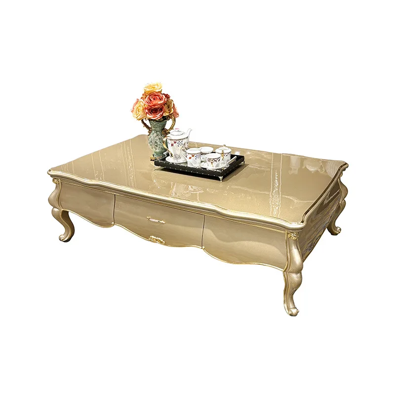 Coffee Table Solid Wood Retro Light Luxury for Living Room for Small Apartment Sturdy Construction, Living Room Center Table