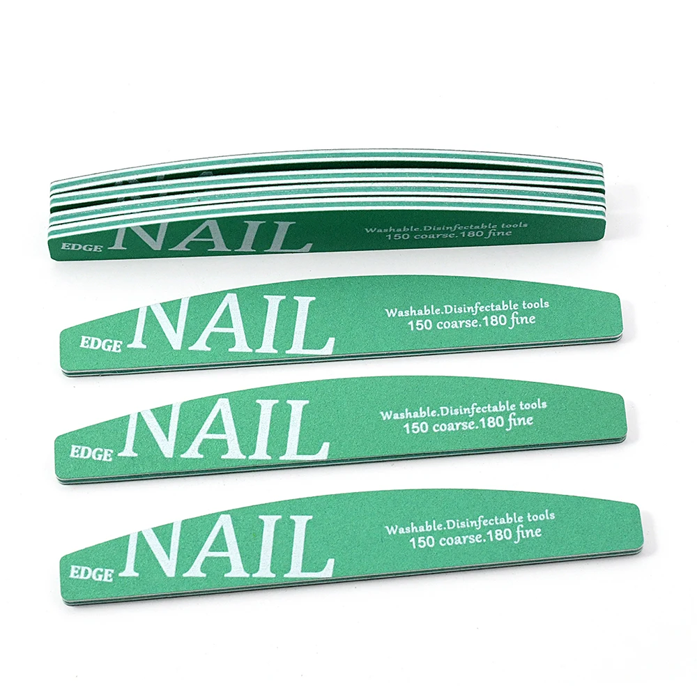 2/5/10Pcs Vibrant Green Crescent Nail File Gentle Shaping & Smoothing for Salon-Quality DIY Manicures Professional Nail Tools