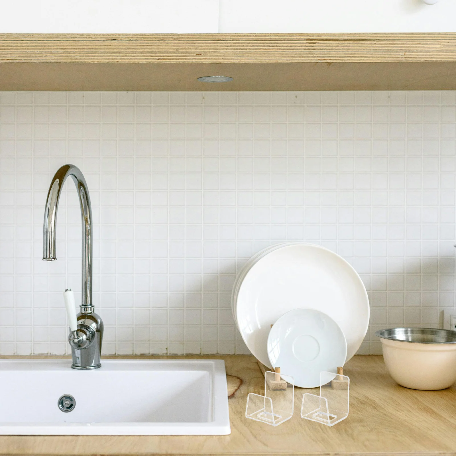 

2 шт., держатель для губки для кухонной раковины, акриловая многофункциональная полка для посуды, компактный дренажный органайзер для кухни, ванной комнаты