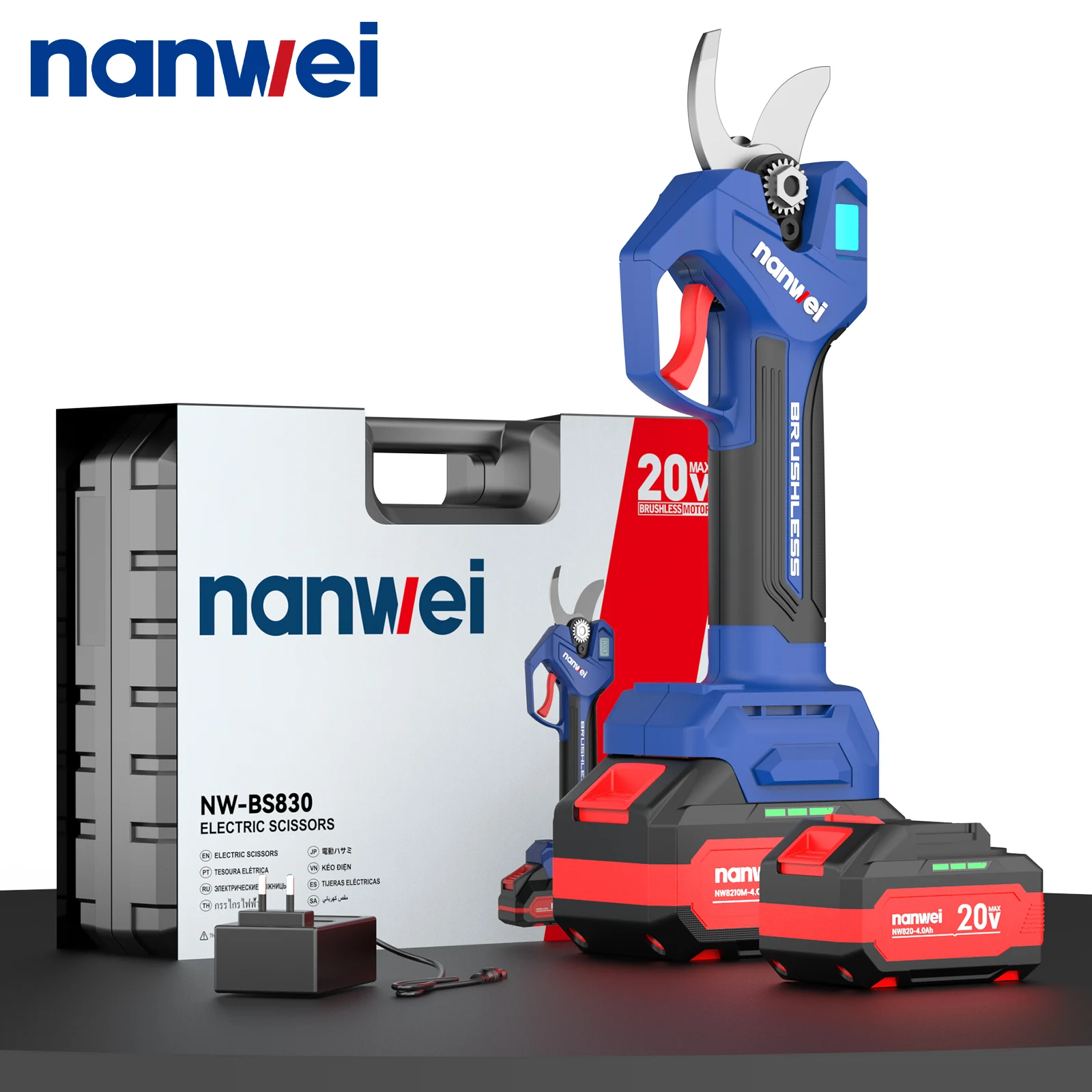 Nanwei Power Tool  Brushless Electric Scissors 30MM Cordless Garden Fruit Tree Pruning Shears Lithium-Ion Scissors
