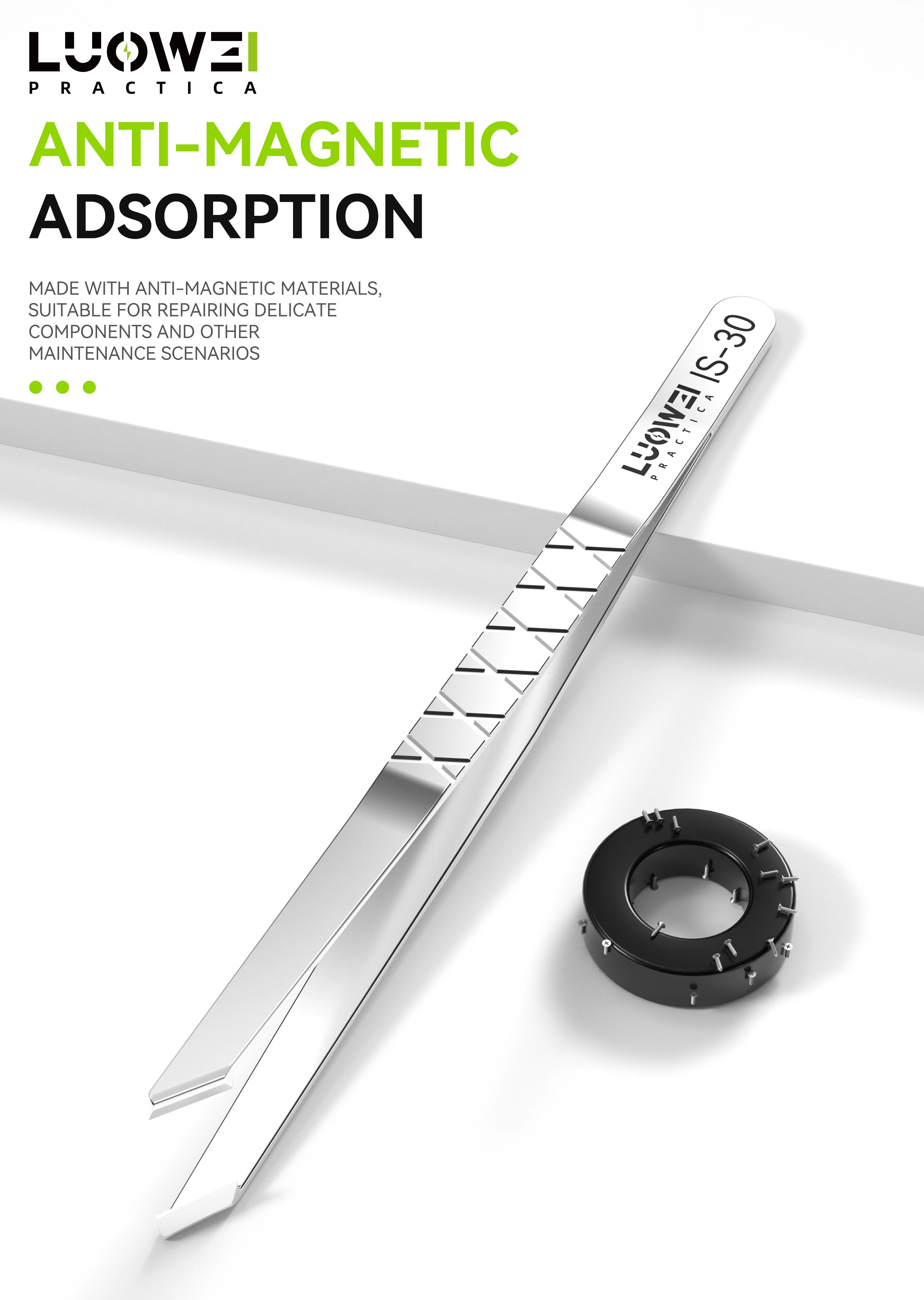 

LUOWEI Selected Aerospace Steel Material/Anti-Magnetic Adsorption/Titanium Alloy model /Stong Hardness/CPU/IC reballing Tweezers