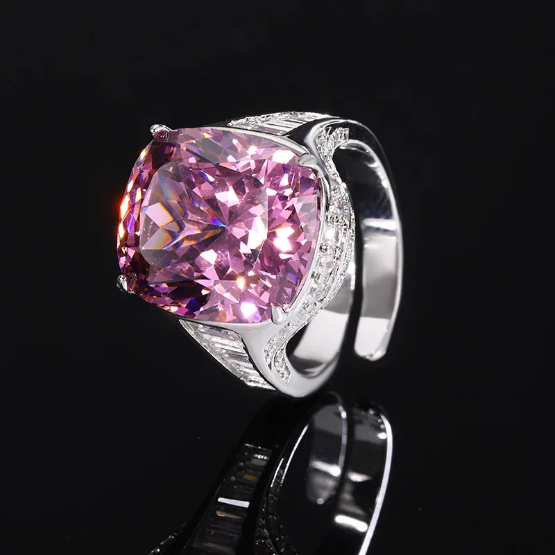 Jewelry with copper base and gold plating, vintage fashion corundum square ring for women 14*16 wholesale