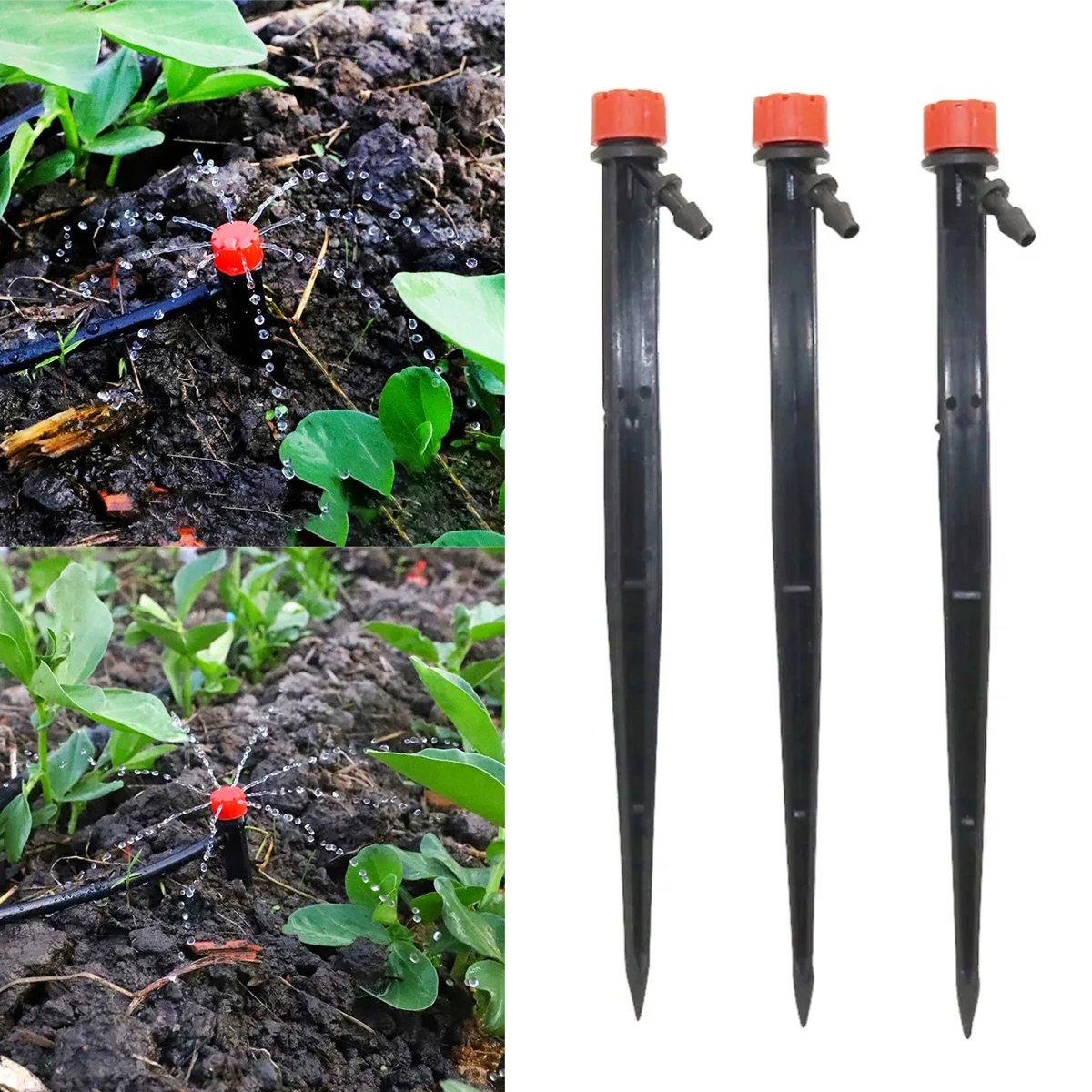 Ground Mounted 18cm Adjustable Drip Head 360 Degree 8 Hole Nozzle Sprinkler Garden Lawn Micro Irrigation Watering Device 200Pcs