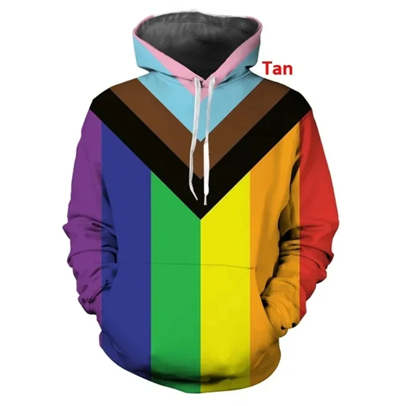 

3D Printed Rainbow Pattern Graphic Hoodies For Men Casual Colorful Love Pullovers Sweatshirts Tops Streetwear Men Hip-hop Hoodie