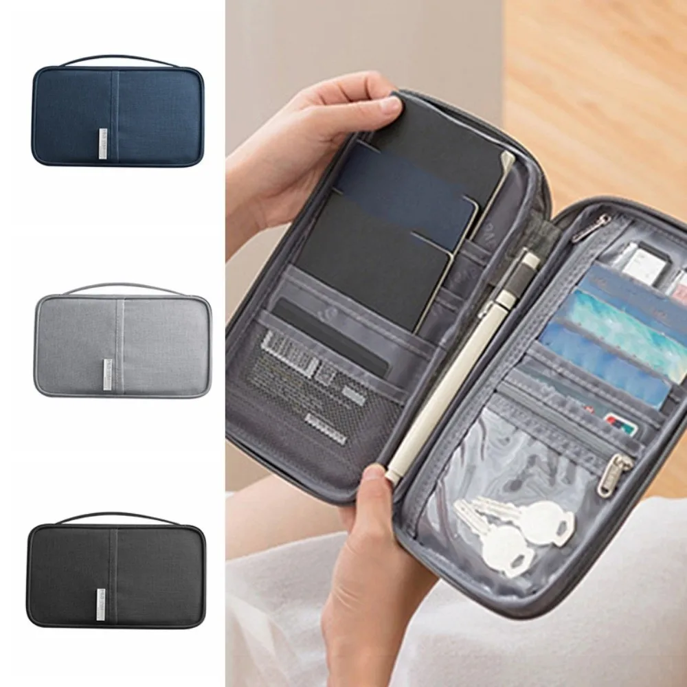 جواز السفر كليب سعة كبيرة حقيبة جواز السفر محفظة محمولة محفظة سفر متعددة الوظائف حامل بطاقة بطاقة حقيبة التخزين الرجال #2