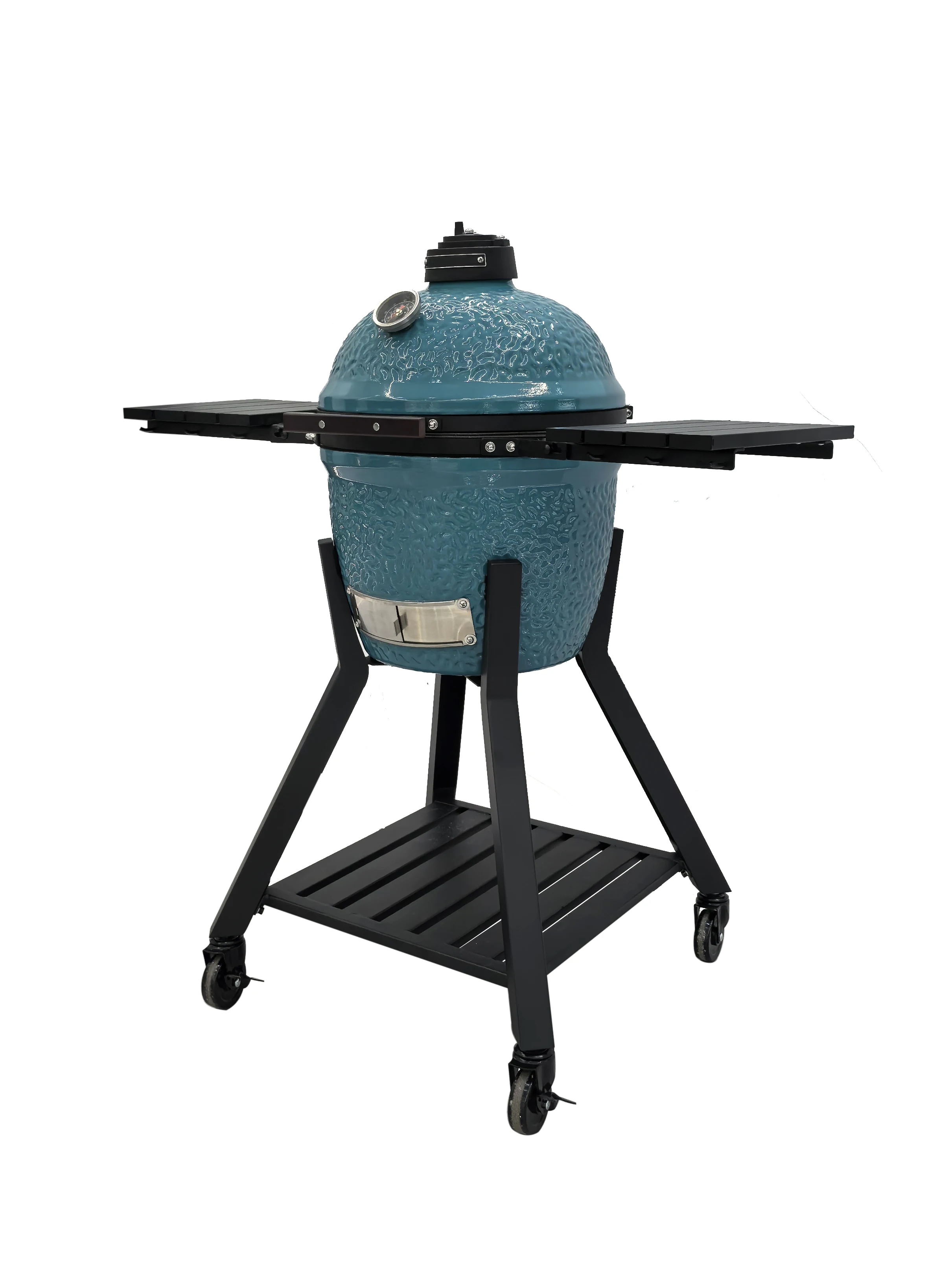 شواية فحم المطبخ على الطراز الحديث مقاس 16 بوصة من الشركة المصنعة باللون الأزرق الفاتح اللامع على شكل بيضة من السيراميك