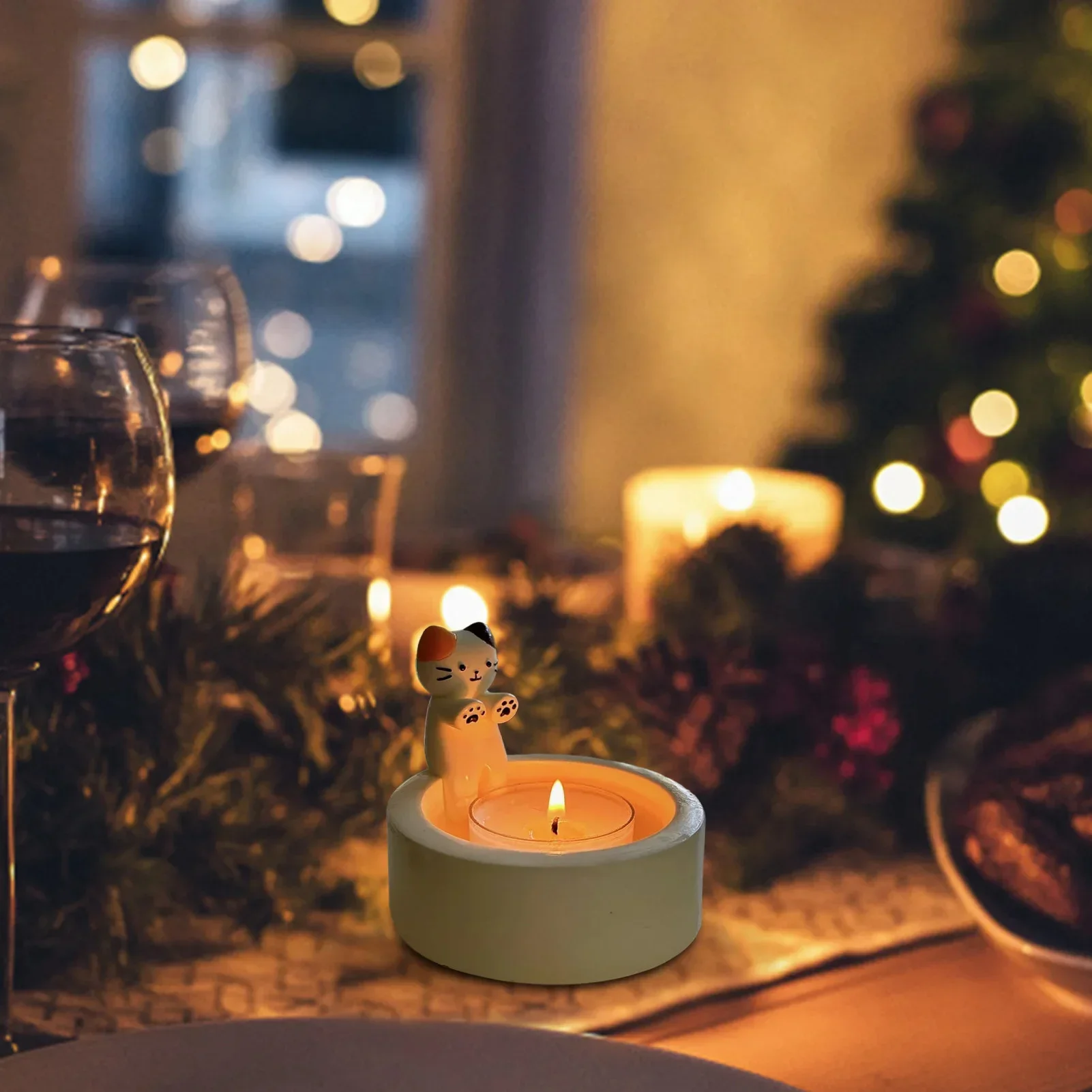 حامل شموع كرتوني على شكل قطة كلب أرنب ديكور مكتبي شمعدان لطيف هدية إبداعية للمنزل زينة عيد ميلاد للعلاج العطري