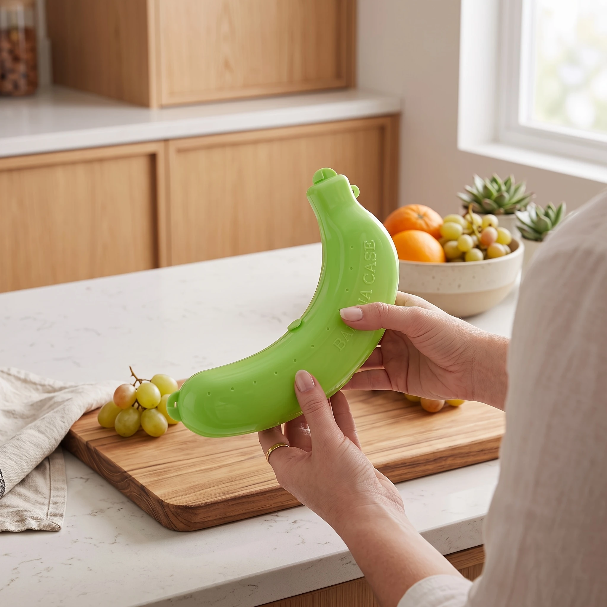 Plastic Banana Storage Box, Portable Fruit Storage Box, Suitable for Picnics, Camping, and Travel, Reusable Ventilated Box