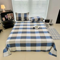 New Grid Element Washed Cotton Flat Bed Sheets Soft Comfortable Home Bedspread Suitable for Bedrooms Size 120 160 200 230CM