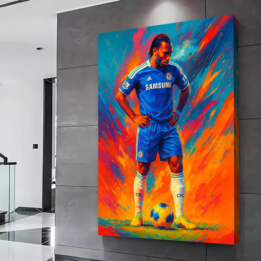 Didier Drogba Soccer Art Poster Customizable Printed Canvas Painting Wall Art Gift for Luxury Decoration Room Ornaments Pictures