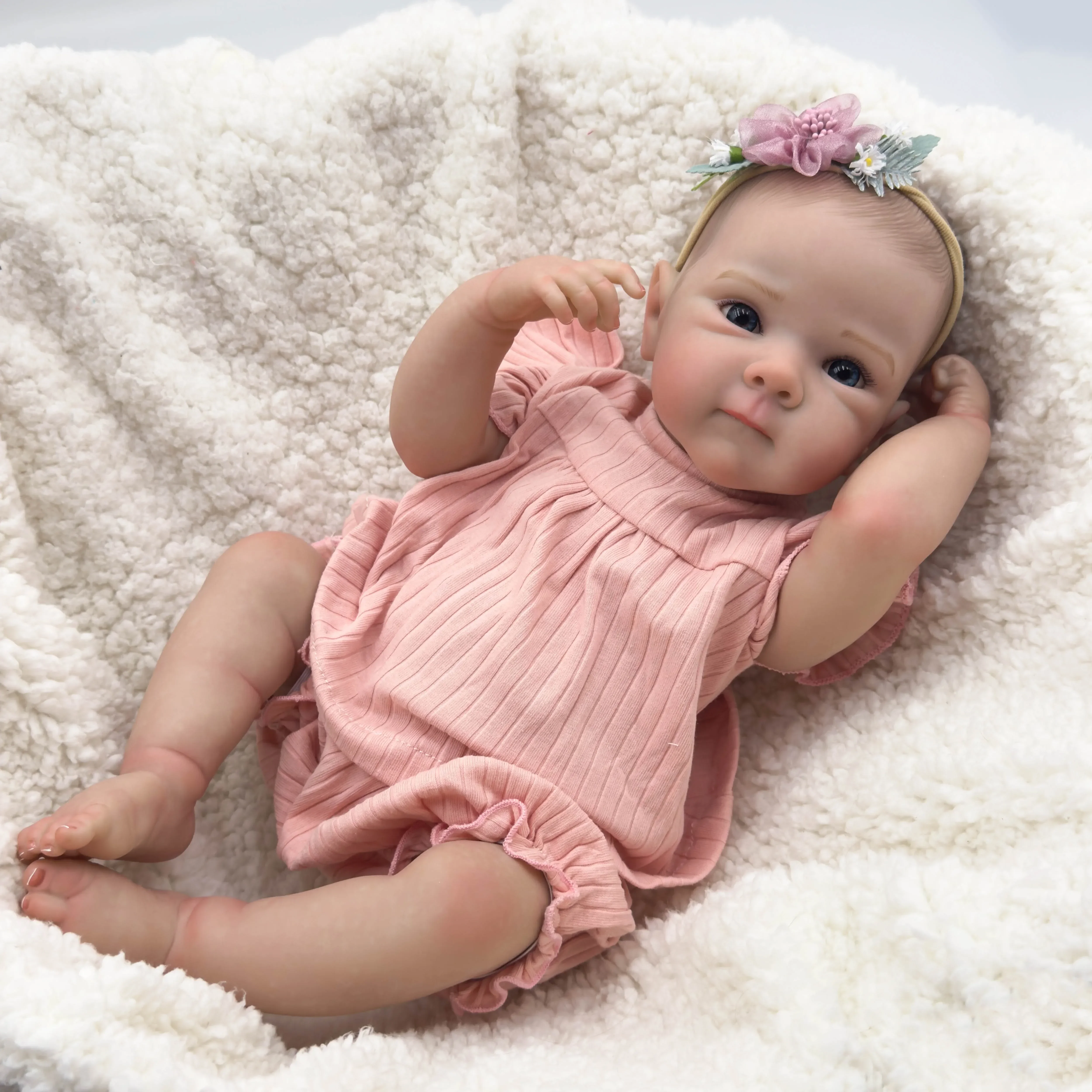 

NPK 18inch Bettie Reborn Baby Newborn Doll Lifelike Soft Touch Full Body Baby Layers Painting 3D Skin with Hand Drawn Hair