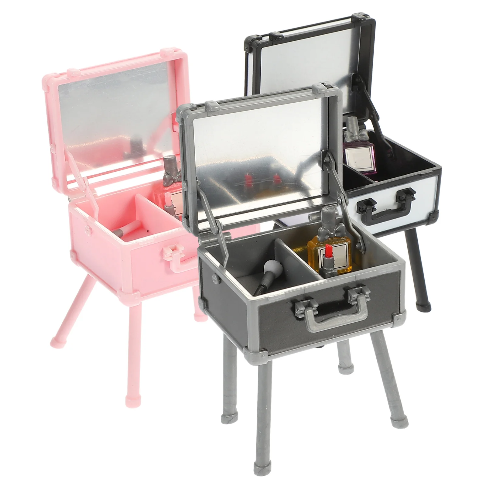 

3 Pcs Simulation Mini Makeup Box House Decoration Lipstick Case Decorations Perfume Cosmetics Ornament Miniature Holder