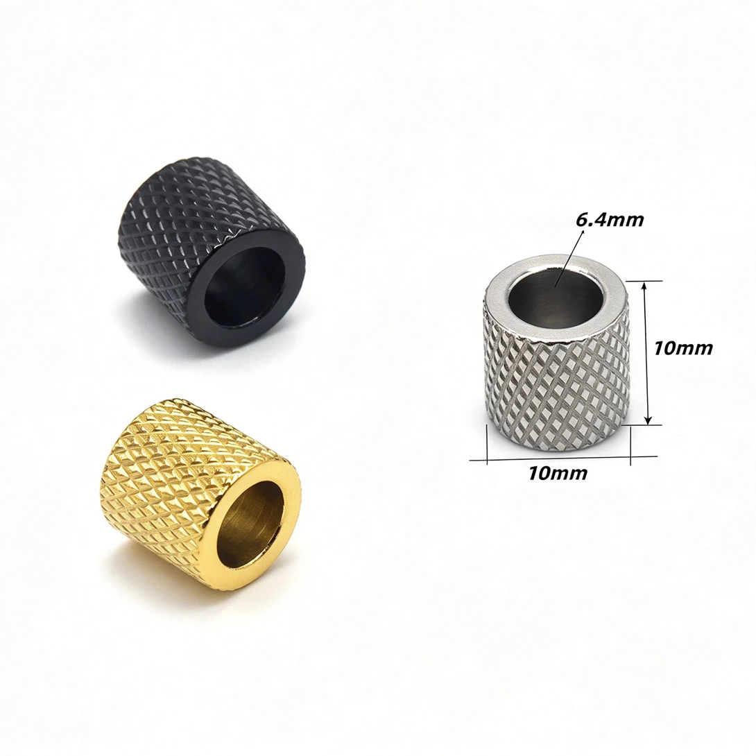 80Pcs Textured Knurled Stainless Steel Spacer Beads Large Hole 6.4MM For DIY Jewelry Making Bracelet Paracord Keychain Findings