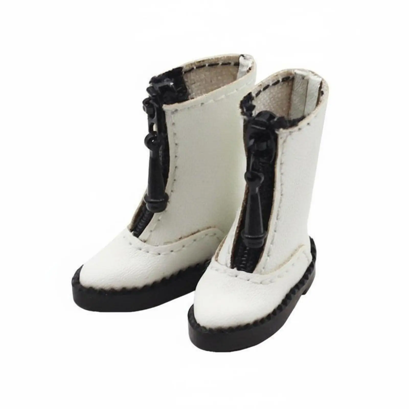 1/12 Scale Doll Shoes Front Zipper Boots for OB11 BJD PU Leather Mini Ankle Boots Versatile Colors for Doll Fashion