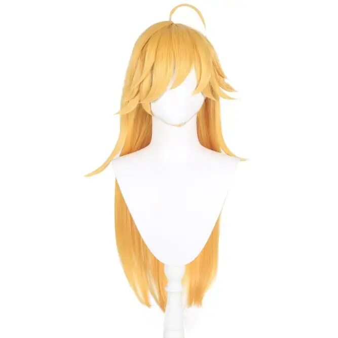 

Synthetic Long Straight Blonde Women Wig with Bangs Anime Game Cosplay Fluffy Hair Wig for Party