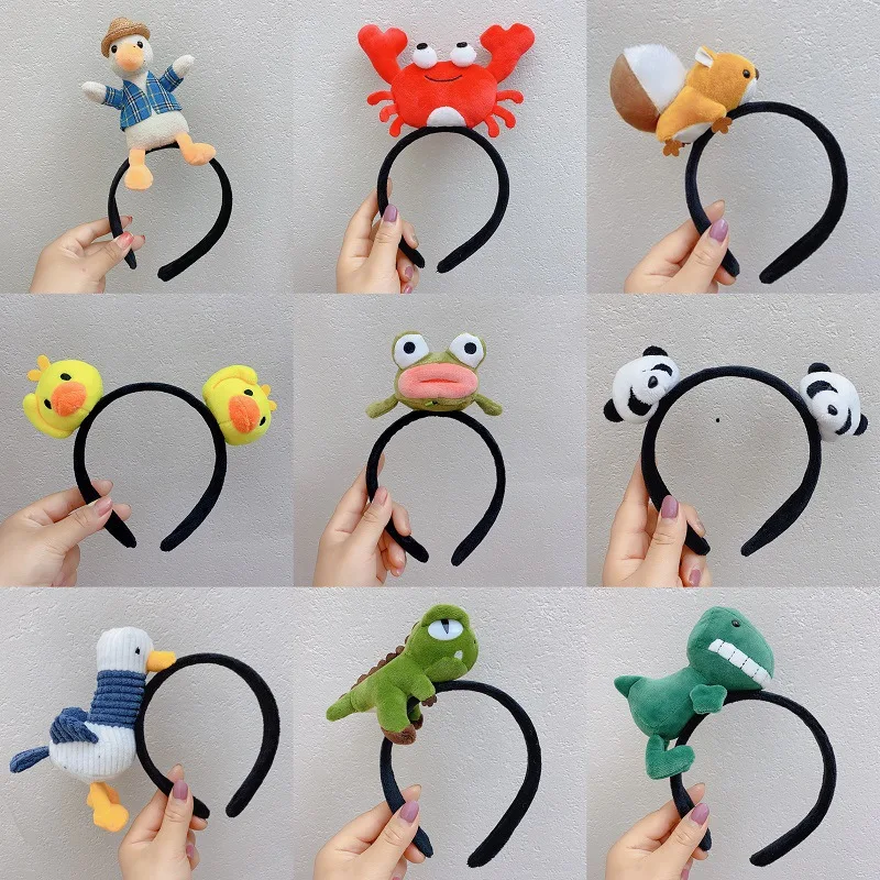 

Cute Cartoon Animals Headband Dinosaur Squirrel Duck Hair Band Happy One 1st Birthday Party Decor Kids Favor Gifts Baby Shower