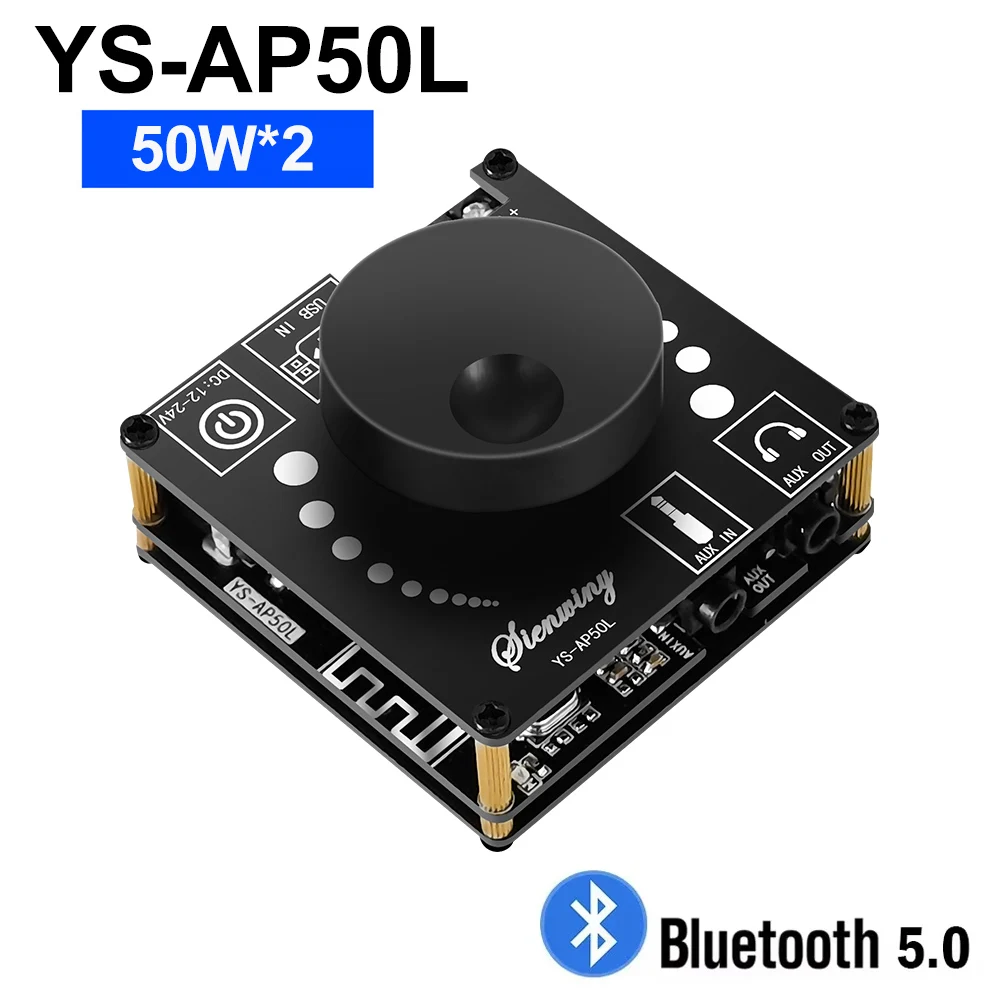 YS-AP50L 2.1 채널 서브우퍼 디지털 파워 앰프 보드 블루투스 5.1 스테레오 앰프 AUX USB 50W+50W