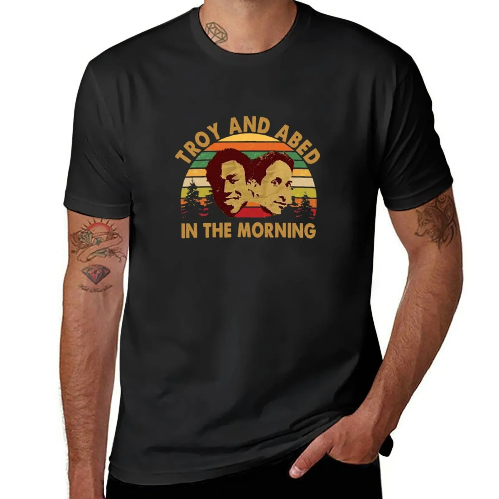 New Troy and Abed In the Morning T-Shirt vintage t shirt Short t-shirt tees heavyweight t shirts black t shirts for men