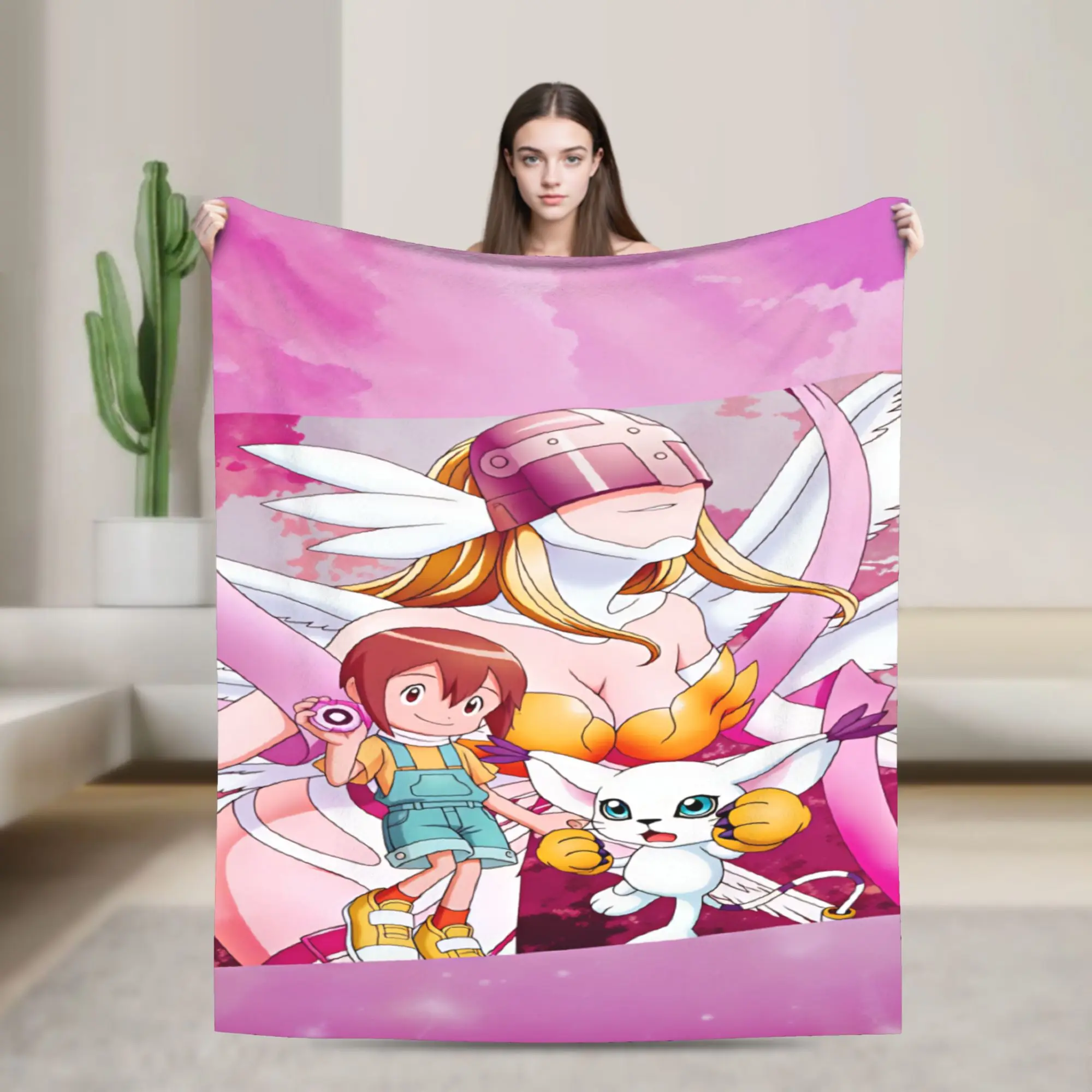 Digimon Crest Power Blanket  Super Soft Comfortable Plush Throw Blanket For Girls Boys Bedroom Flannel Bedspread Bed Cover