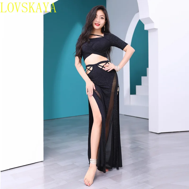 New belly dance costume set, half sleeved top and long skirt, 2 pieces of Oriental dance costume dance costume set