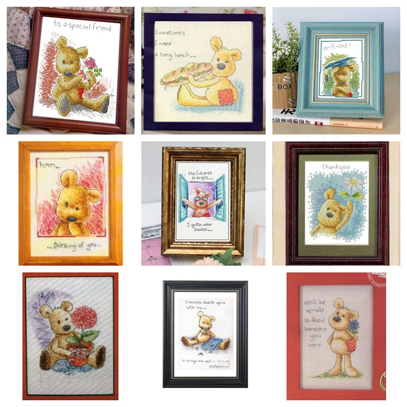 KTX010 Cross Stitch Kit Embroidery Art Homfun Bear Cross Stich Painting Joy Sunday Christmas Decorations For Home Homefun