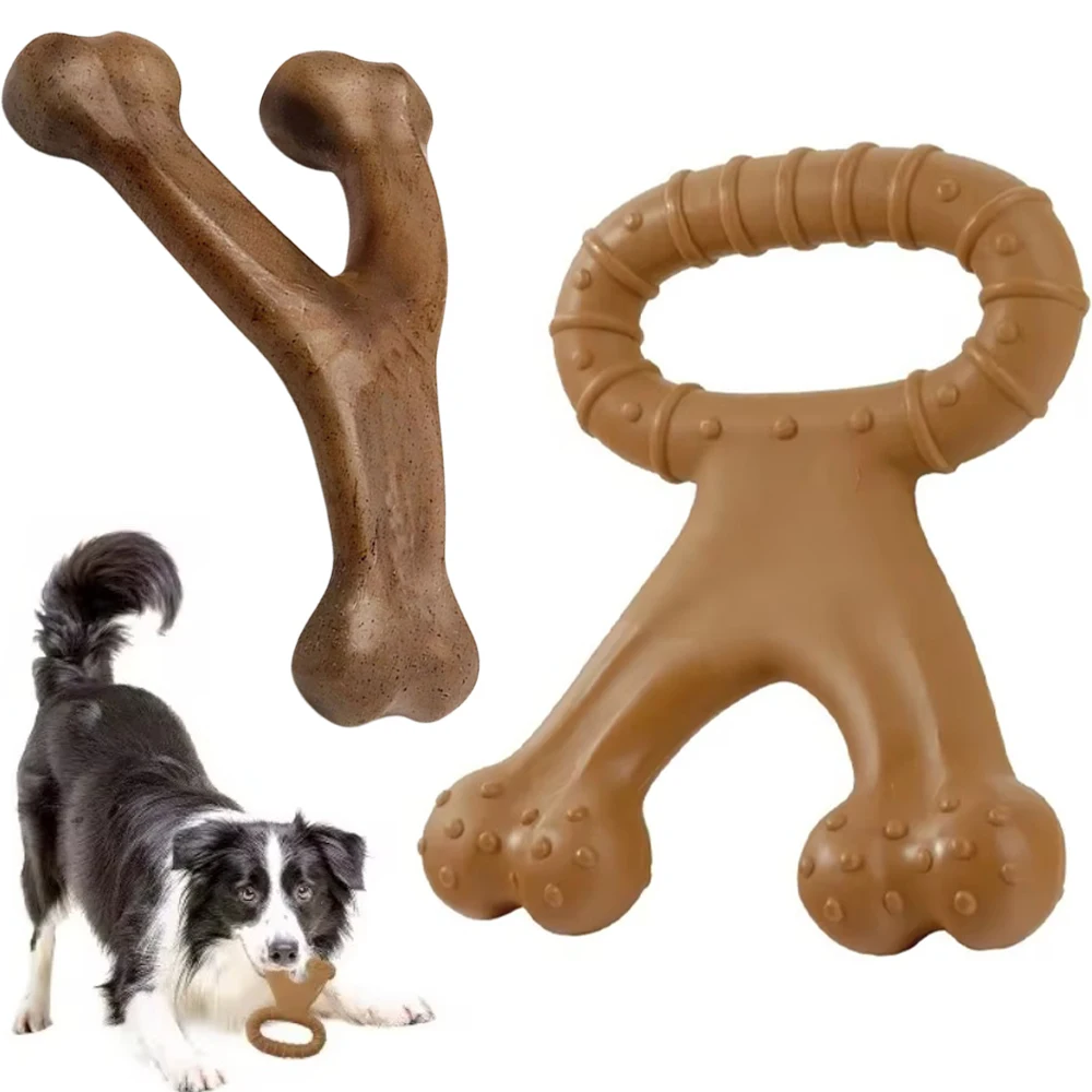 Hundespielzeug, Nylon, langlebig, Rindfleisch, Speckgeschmack, Doppelknochen, Zahnen, Kauen, Spielzeug, Reinigen der Zähne, interaktives Spielzeug für große Hunde, Heimtierbedarf