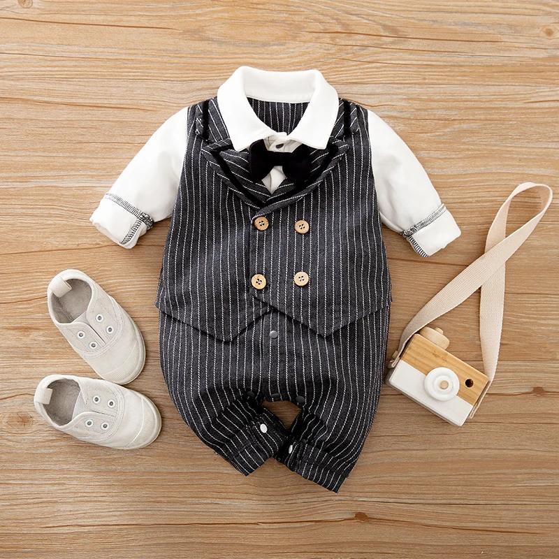 Baby Boys Outfit Infant Clothes Gentleman Suits Long Sleeve Toddler Onesie Costume Romper Jumpsuit Spring and Autumn Trendy Cool