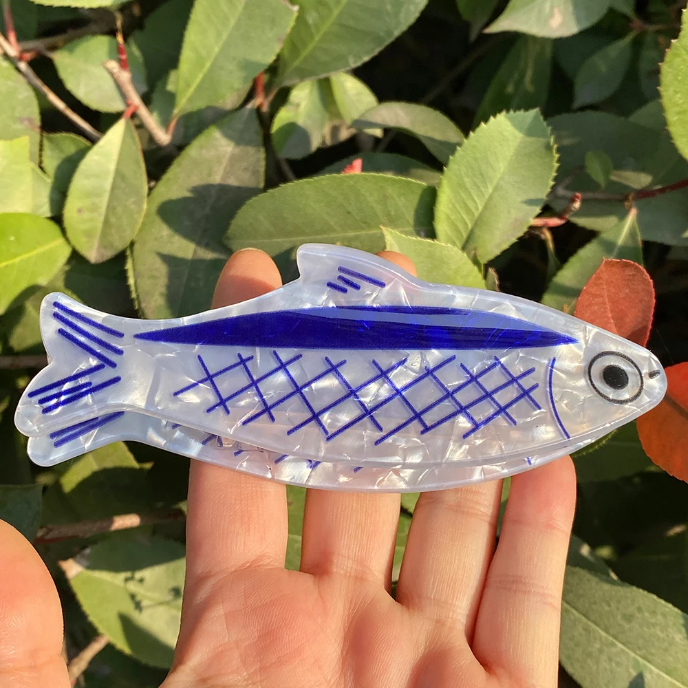 

New Blue Sardine Fish Crab Hair Claw Clip For Women Girls Funny Fixed Ponytail Beach Hairpin Hair Accessories Tool Gifts