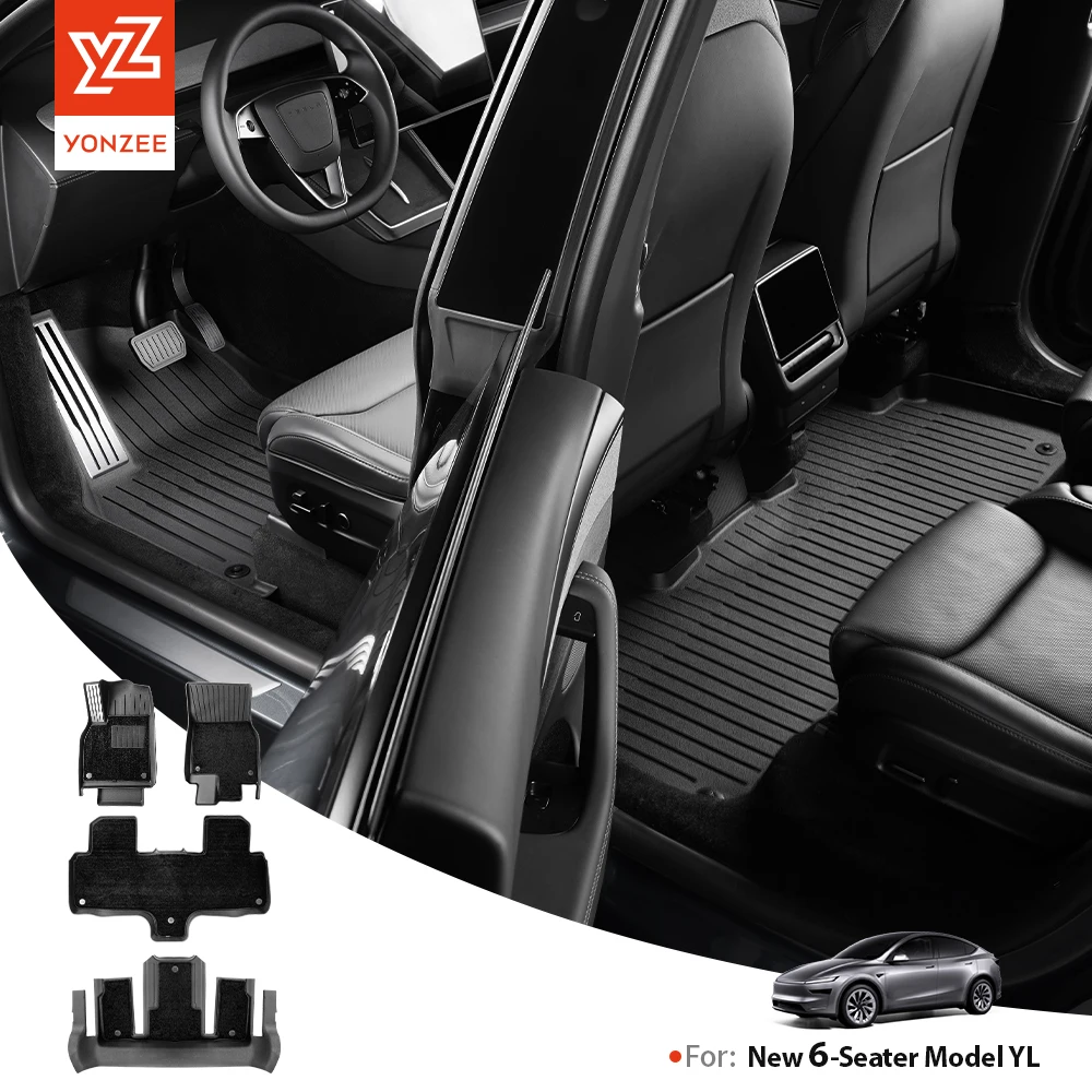 Tapete de Chão YZ para Tesla Model YL 2026, Conjunto de Tapetes para Porta-Malas, Tapete de Bagagem TPE Impermeável Antiderrapante, Conjunto LHD&RHD, Forro de Chão