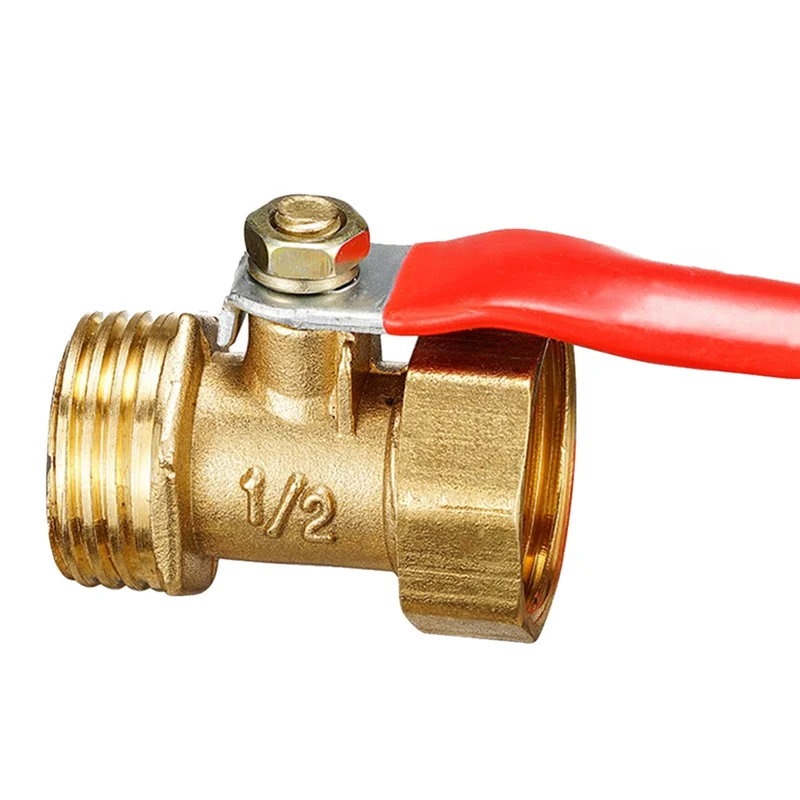 

Brass Small Ball Valve 1/2 Inch Female/Male Thread Brass Valve Connector Joint Copper Pipe Fitting Coupler Adapter 10Pcs